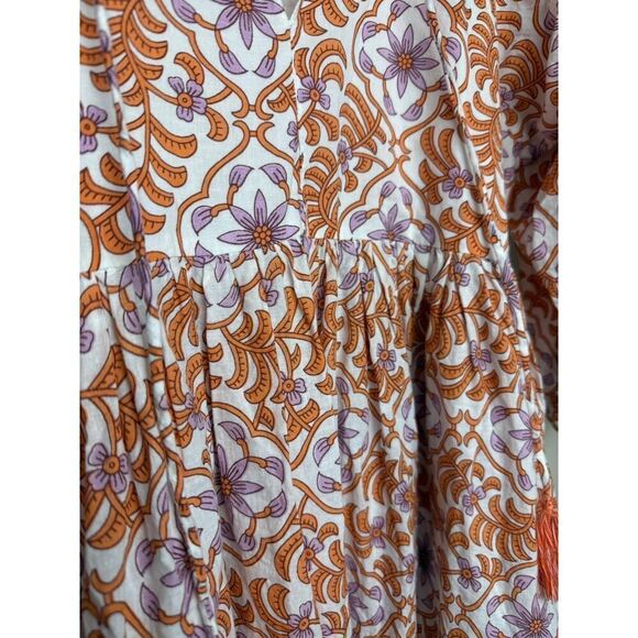 Grace Holiday Orange Purple Cotton Tassel Mini Dress Sz. XS - Picture 3 of 6